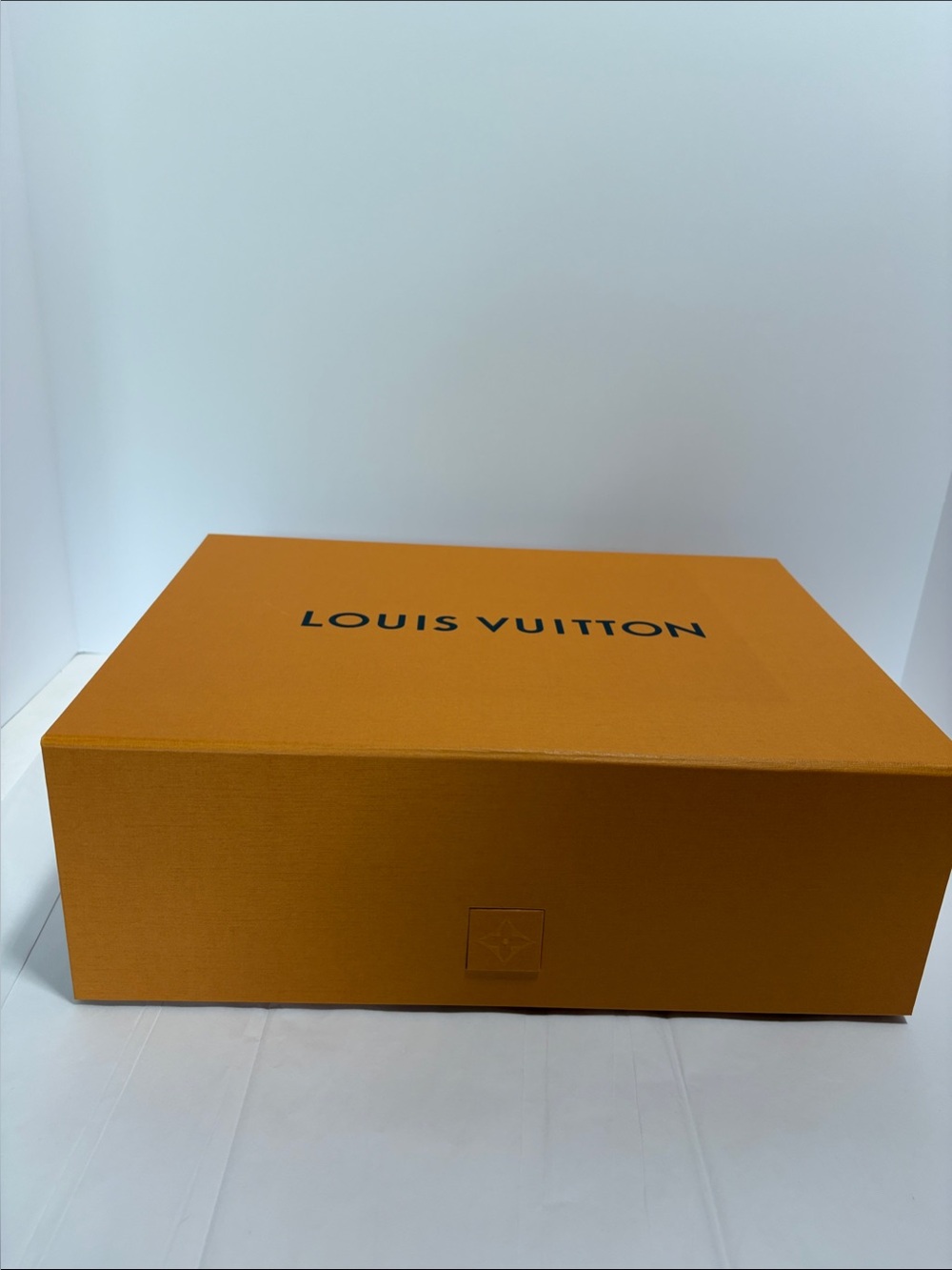 Louis Vuitton Orange Gift Box with Black Logo 14 x 10 x 5 with ribbon
